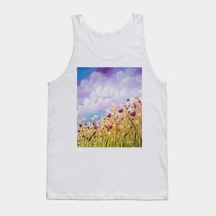 Look to the Light, Daylight flowers, flowers impressionism, wild flowers, clouds, skyscape, cloudy sky with flowers Tank Top